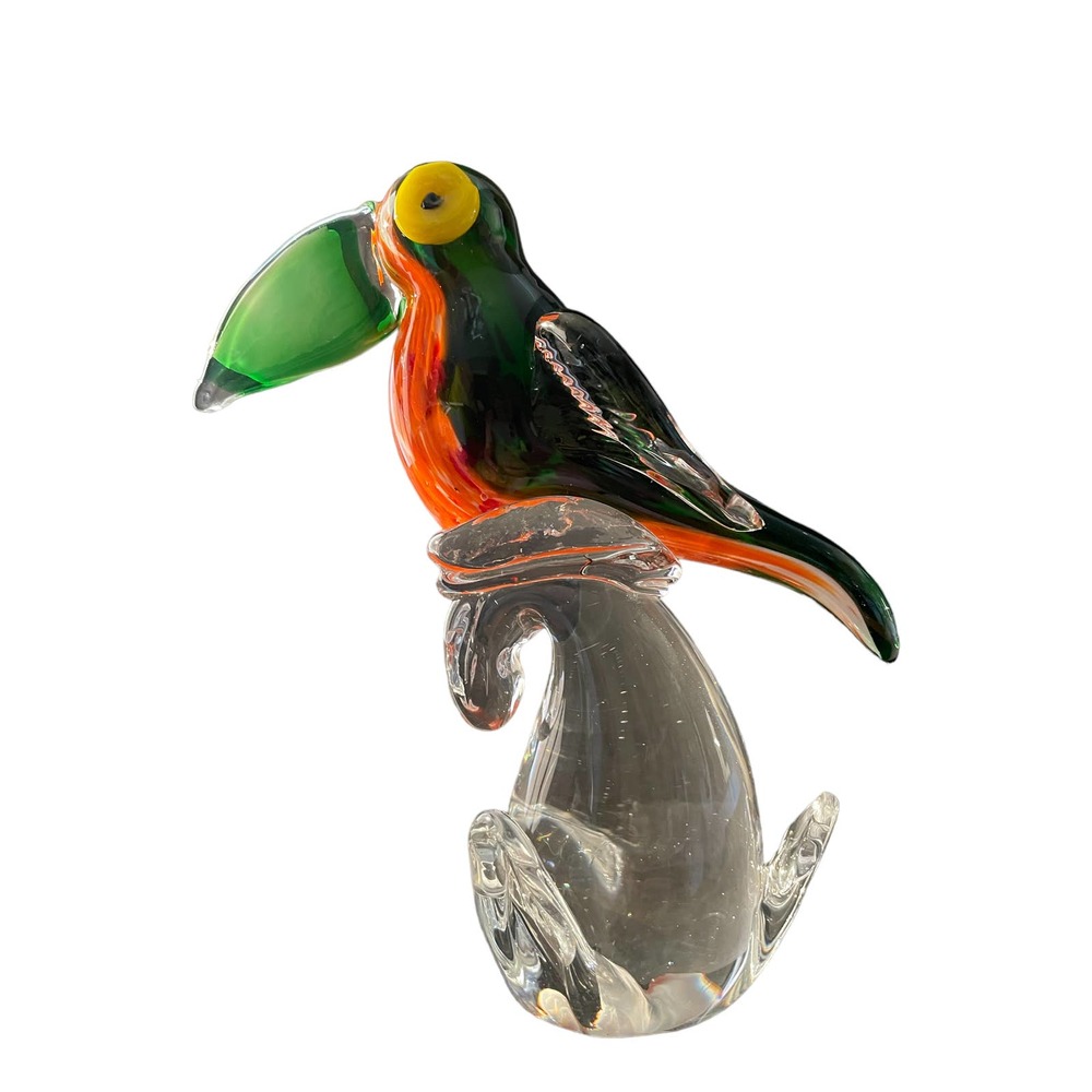 Murano Glass Orange Toucan Figurine